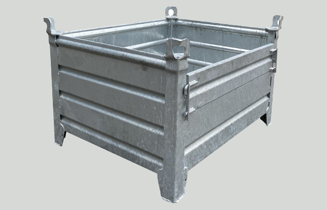 CO06D Galvanized sheet metal container with opening side
